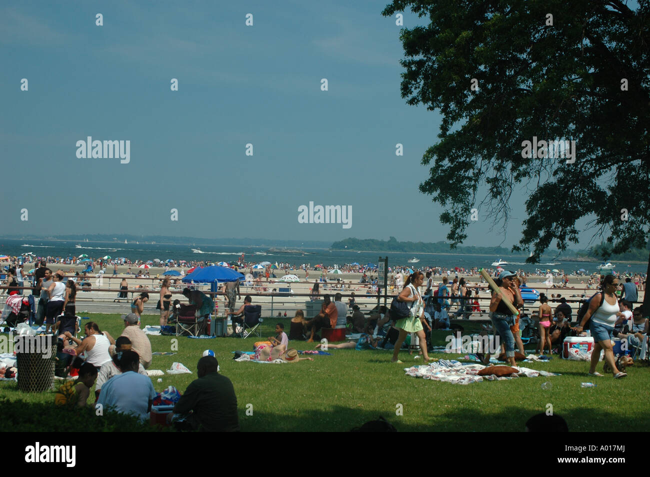 NYC Hispanic family having a picnic in Pelham Bay Park Bronx near