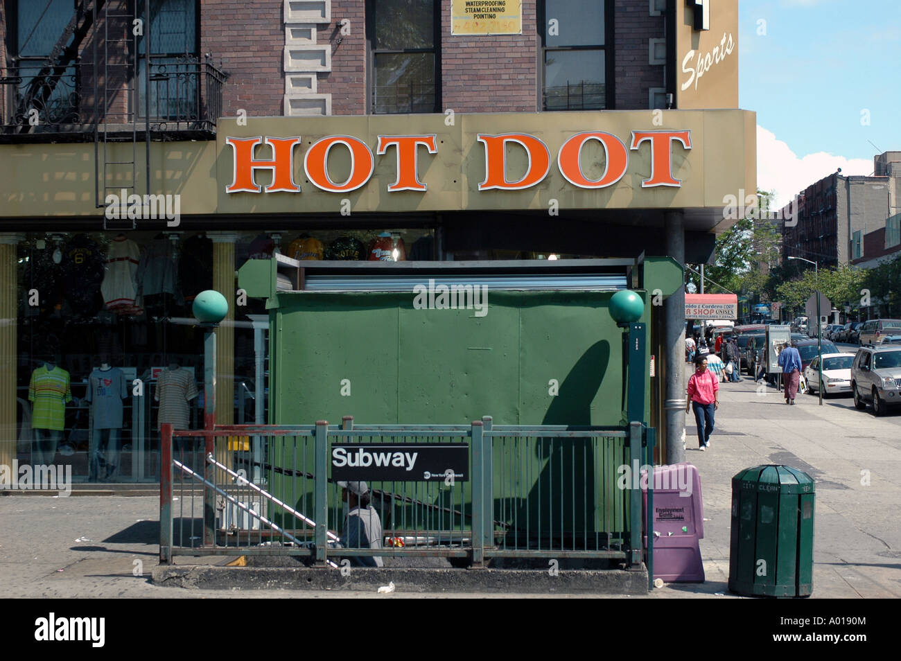 NYC Subway station in Bronx with a store selling clothing name Hot Dot