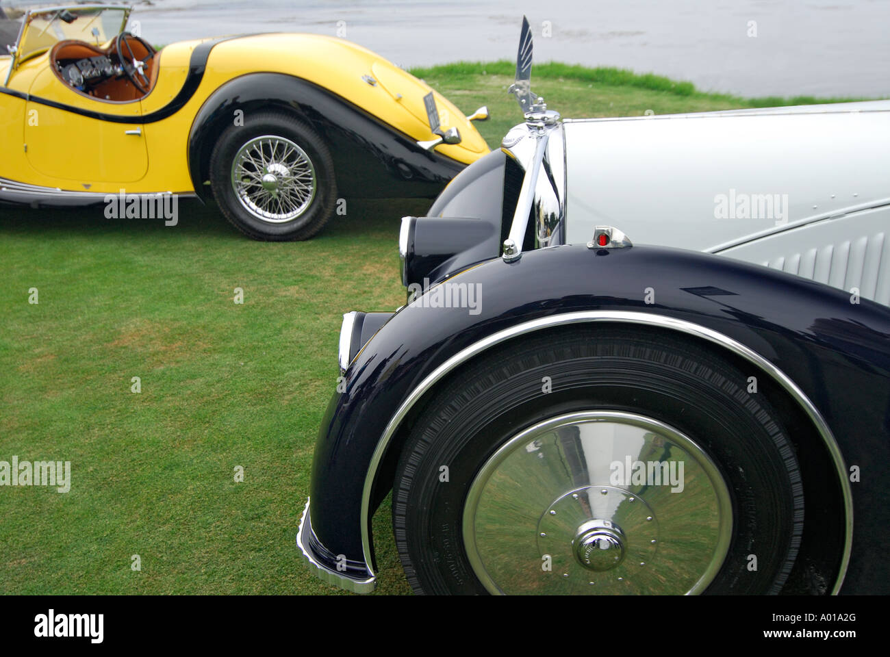 'Voisin C27 Figoni Cabriolet, ^1934, and C27 art deco Ski Coupe, ^1934' Stock Photo