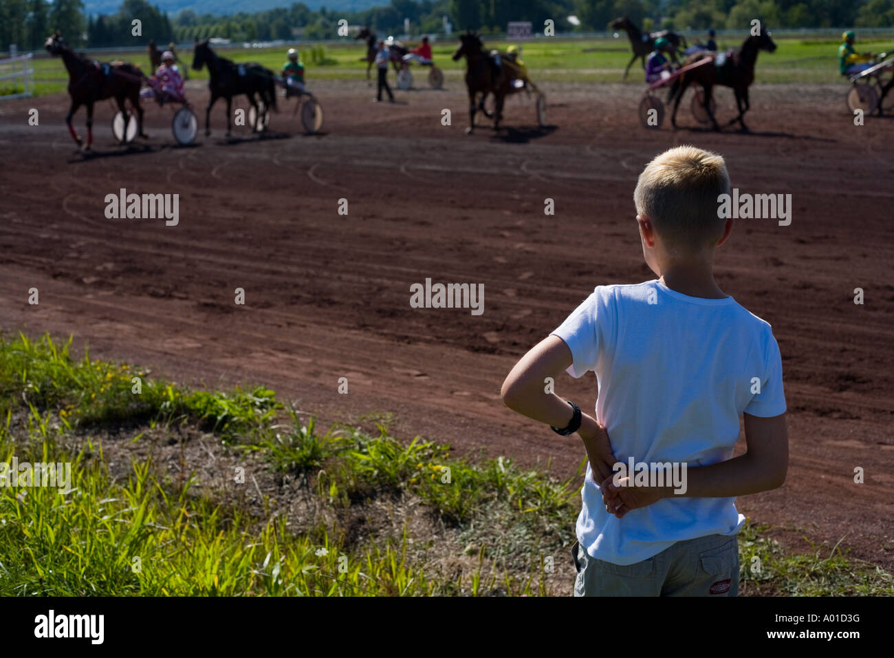 Trotting with an horse during meeting in Divonne les bains Stock Photo