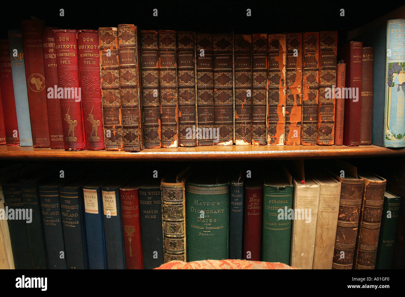 Antique books on a shelf Stock Photo - Alamy