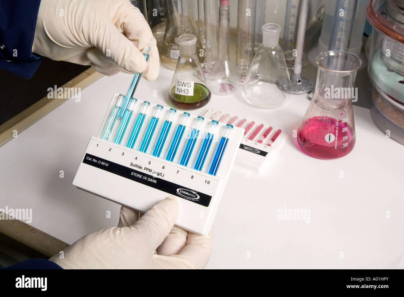 Sulphide and Phenol Testing in laboratory Stock Photo Alamy