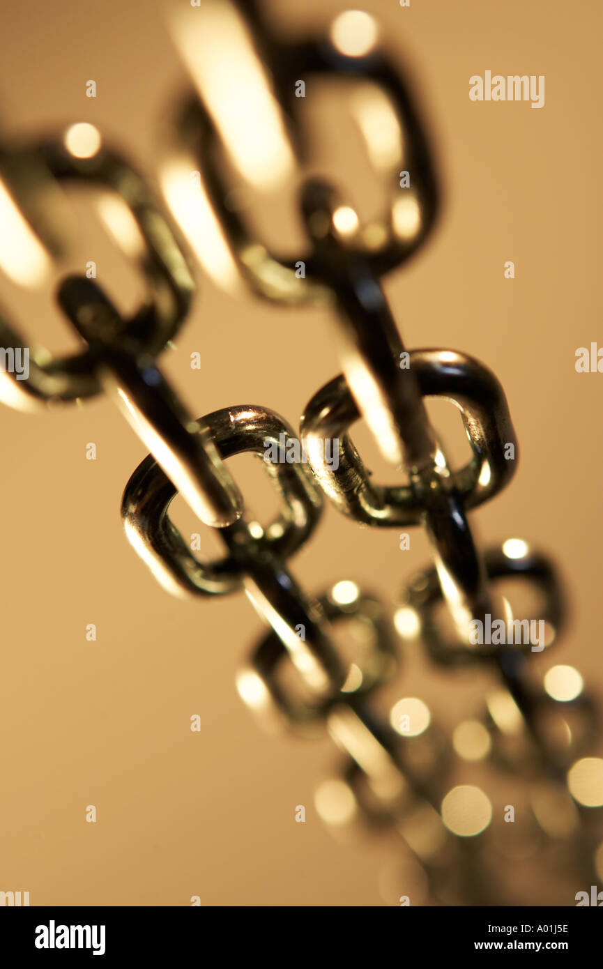 Steel chain hanging abstract Stock Photo