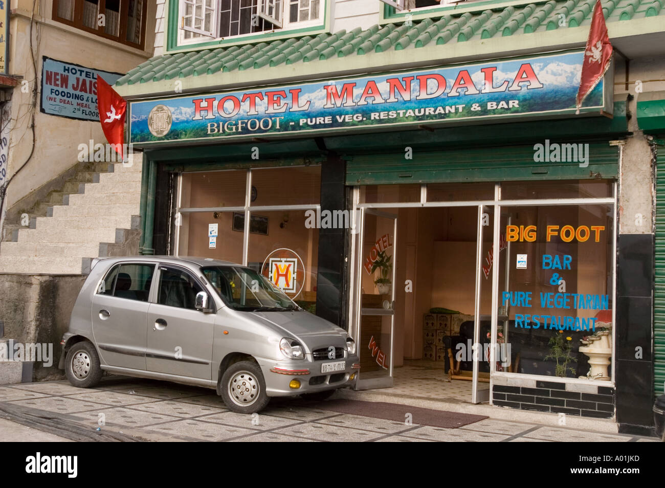 Hotel Mandala and Big Foot bar restaurant in Gangtok Sikkim India Stock Photo