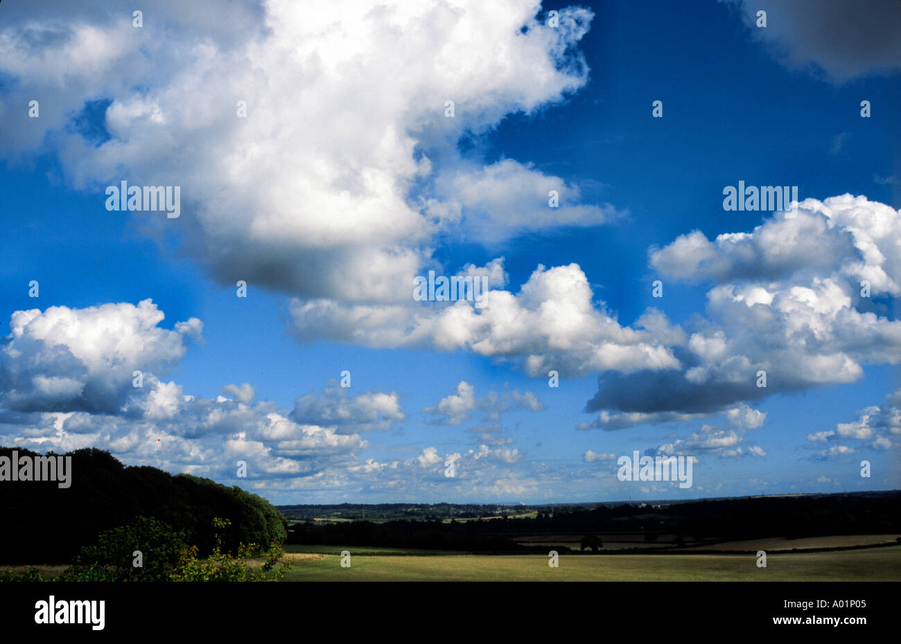 Blue sky and clouds on a summers day in Dorset England Stock Photo - Alamy
