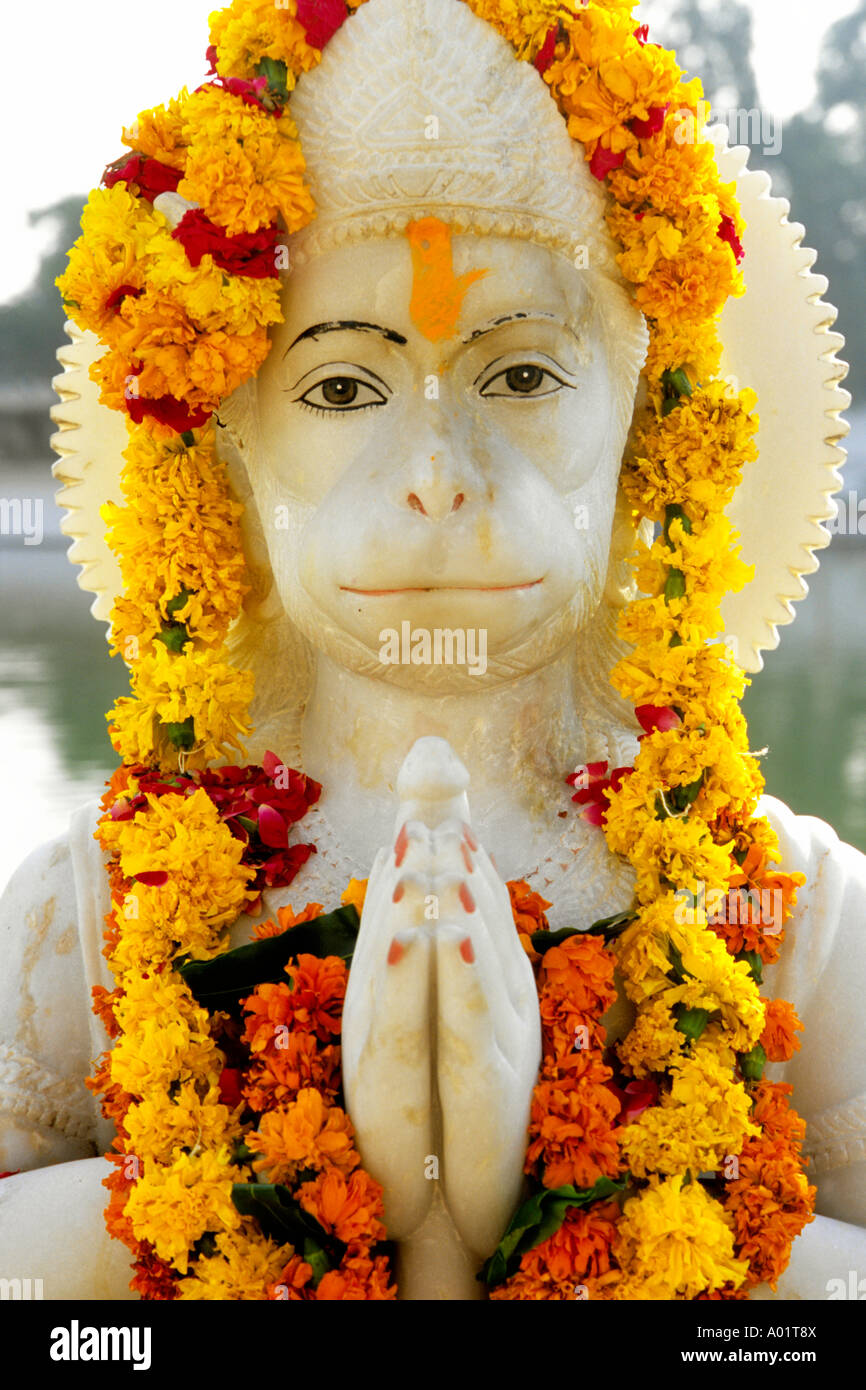 India Punjab Amritsar Durgiana hindu temple Hanuman statue Stock Photo