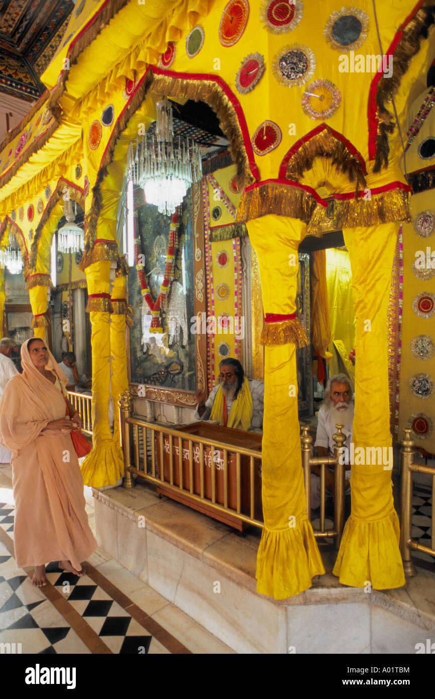 India Punjab Amritsar Durgiana hindu temple interior people Stock Photo