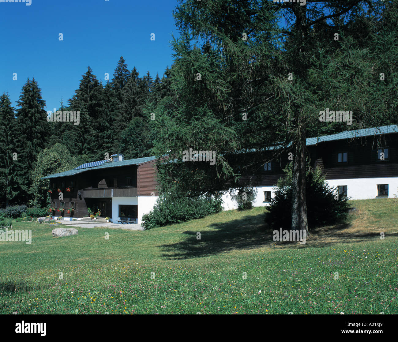 D-Sankt Englmar-Glashuett, nature reserve Bavarian Forest, Bavaria, school field centre, outside view, school building Stock Photo