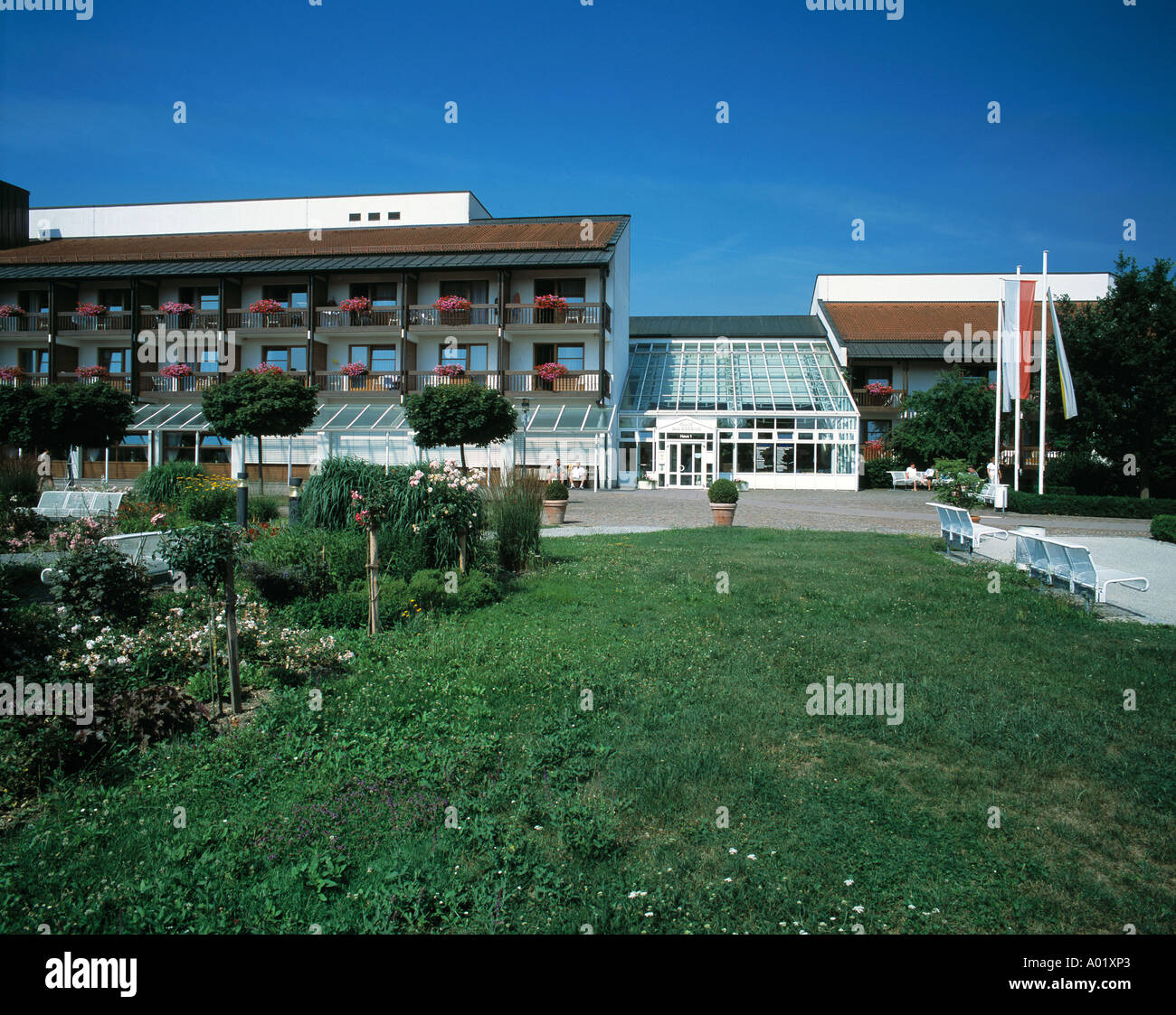 Klinikum, Krankenhaus, Fahnen, DNeustadt an der DonauBad Goegging, Abens, Niederbayern Stock