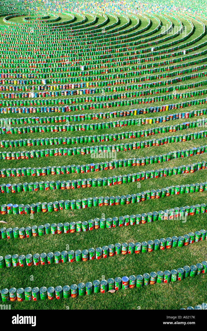 world record number of cans of baked beans arranged in a continuous