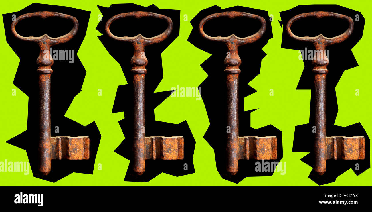 Old keys in ordered sequence Stock Photo Alamy
