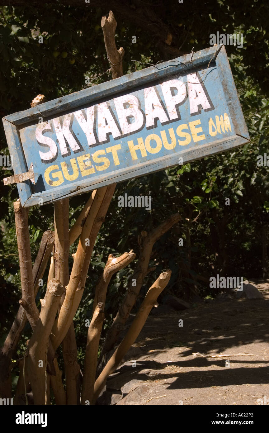 Logo of Skyabapa guest house in Dha Hanu village Ladakh Kashmir India Stock Photo