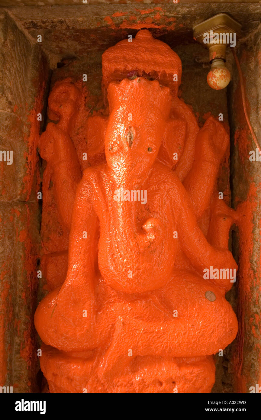Red elephant like Hindu god Lord Ganesh or Ganesha statue in Mandi