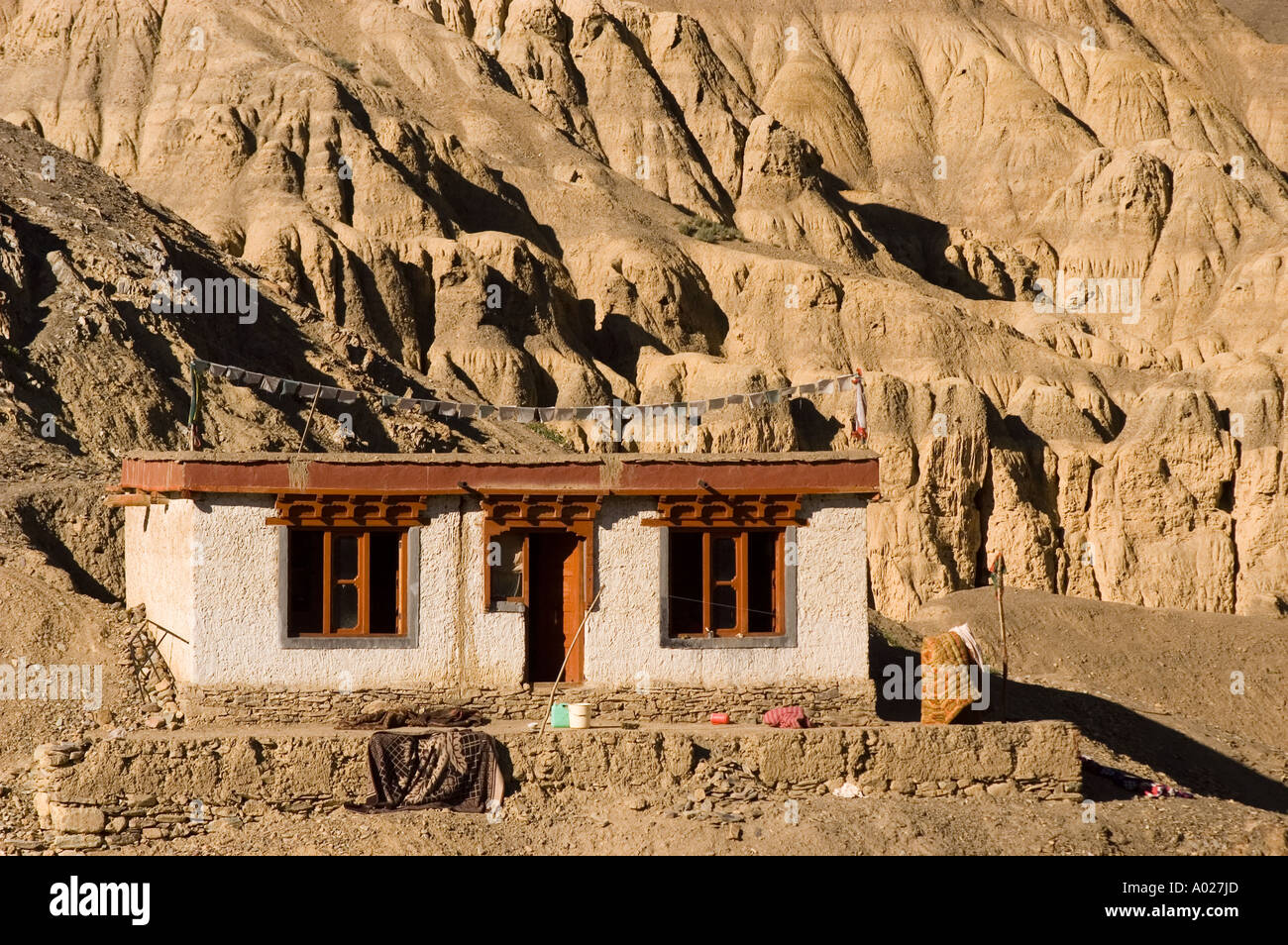 Traditional ladakhi house Lamayuru Ladakh Jammu Kashmir India Stock
