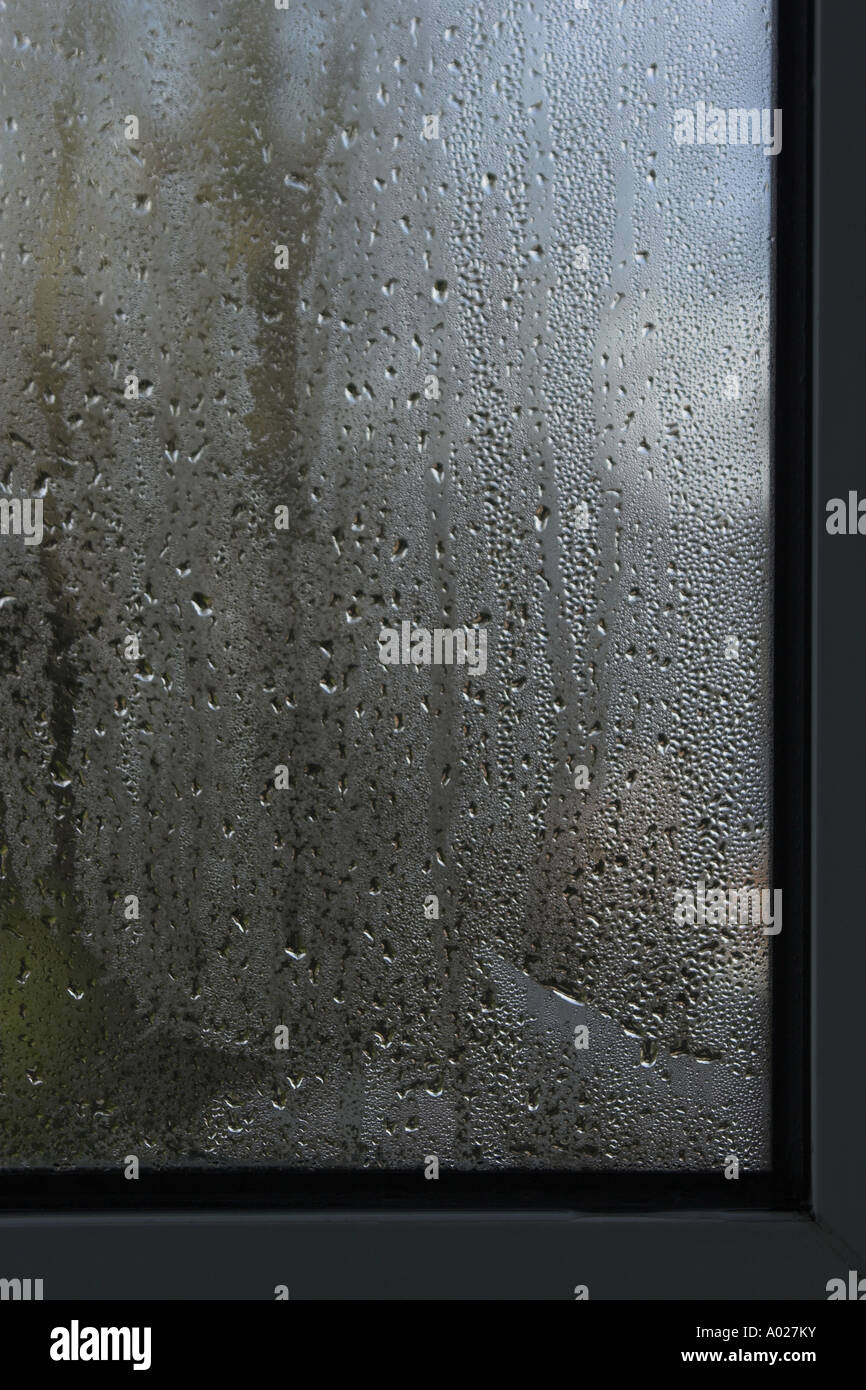 Condensation on a double glazed window. Stock Photo