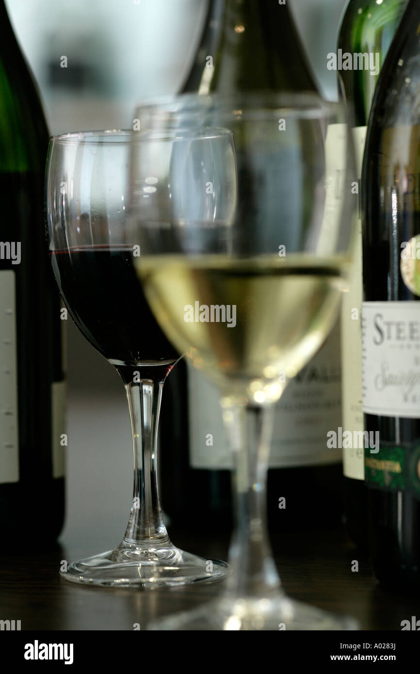 Red and White Wine in glass Stock Photo