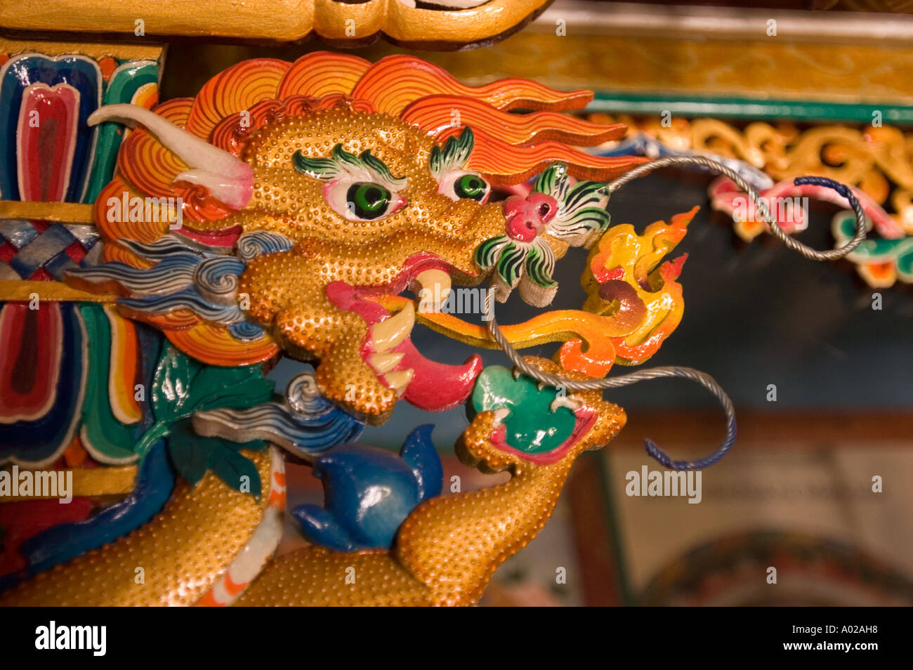 Wooden dragon closeup in traditional Ladhaki style home buddhist Stock Photo - Alamy