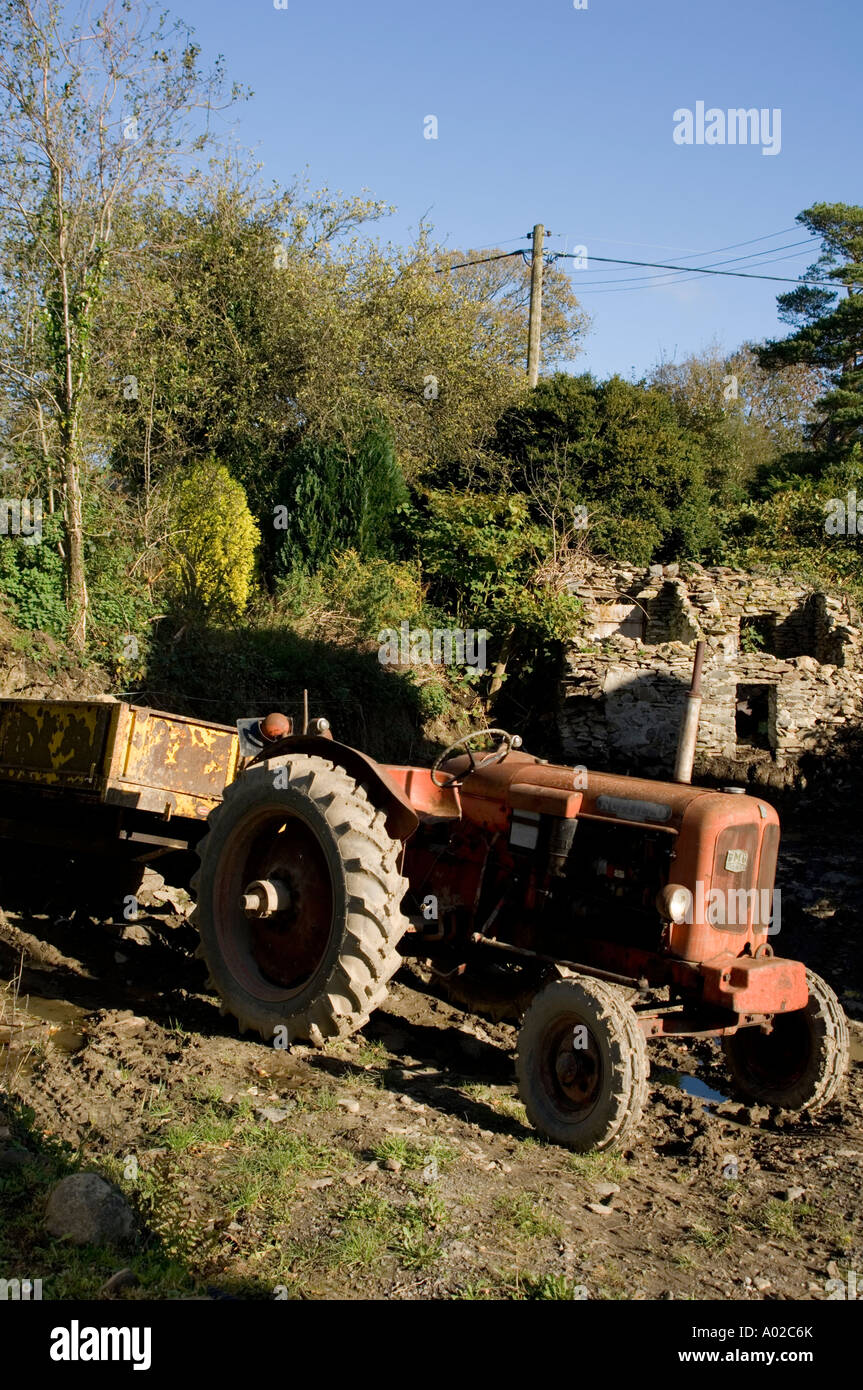Old ferguson 'fergie' tractor in field Pennant village south Ceredigion