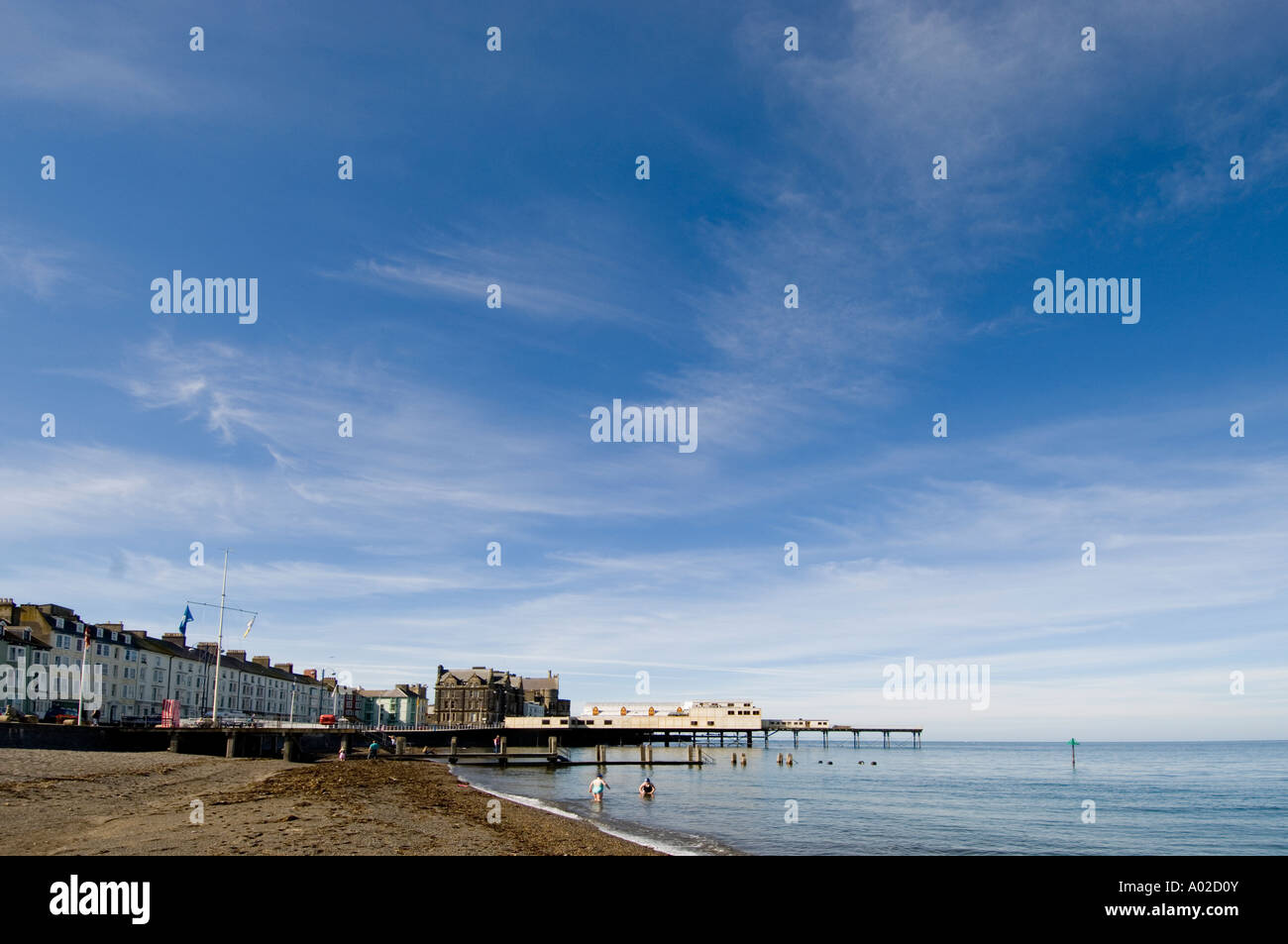 Aberystwyth North Beach And Royal Pier Summer Morning Sunshine West aberystwyth-north-beach-and-royal-pier-summer-morning-sunshine-west