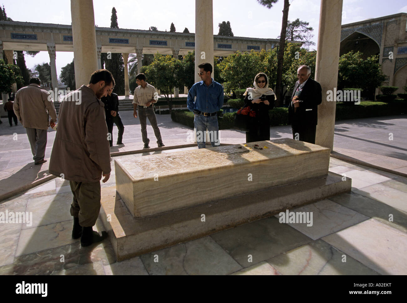Visitors at the Tomb of Hafez in Shiraz Iran Stock Photo