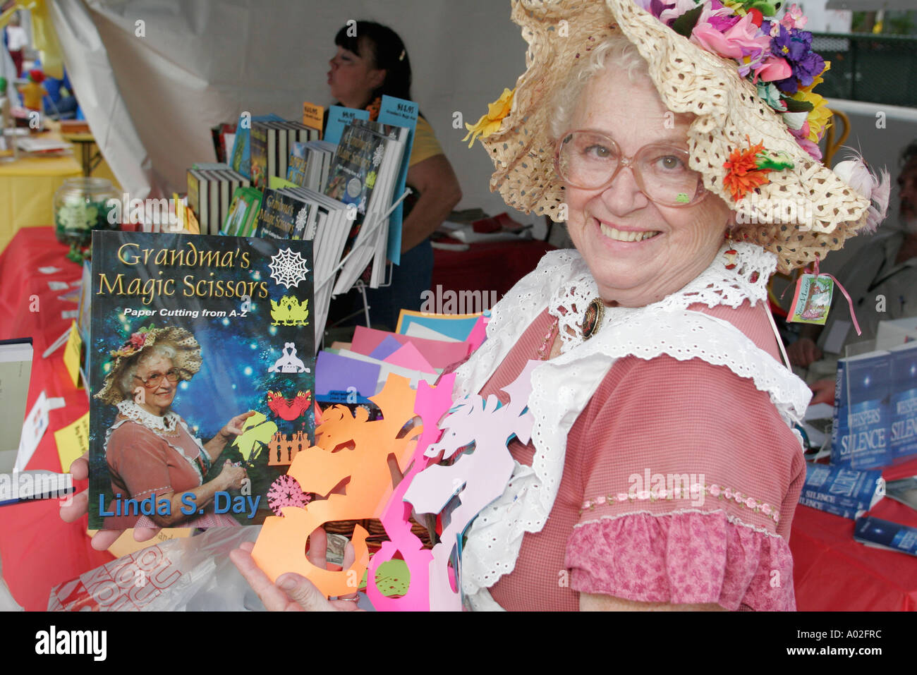 Miami Florida,Dade College,school,campus,Miami Book Fair International,vendor vendors seller,stall stalls booth dealer merchants market marketplace,se Stock Photo