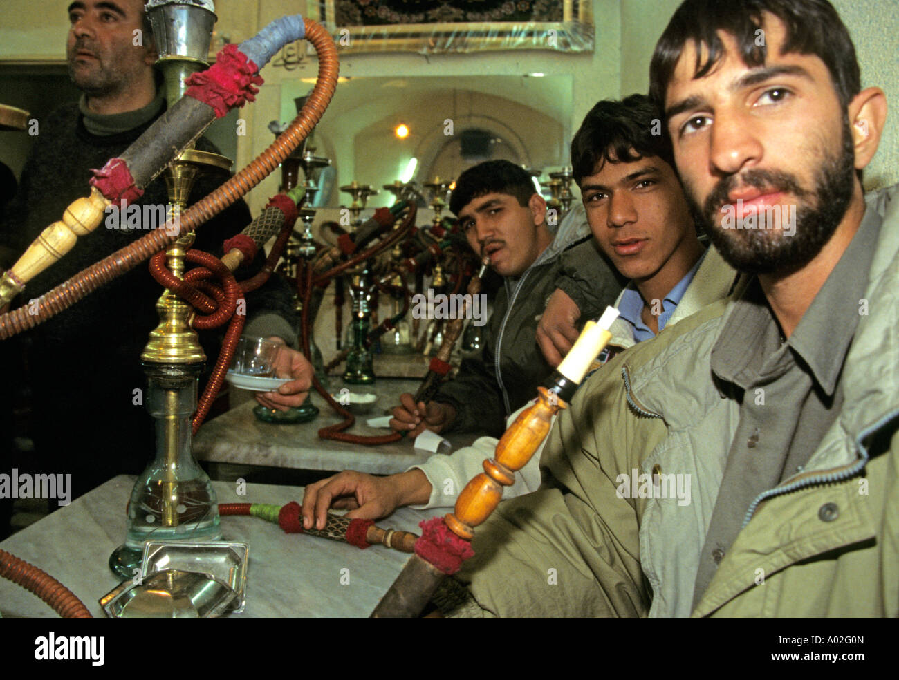 Smoking hookah at a tea house in Tehran Iran Stock Photo 9858692 Alamy