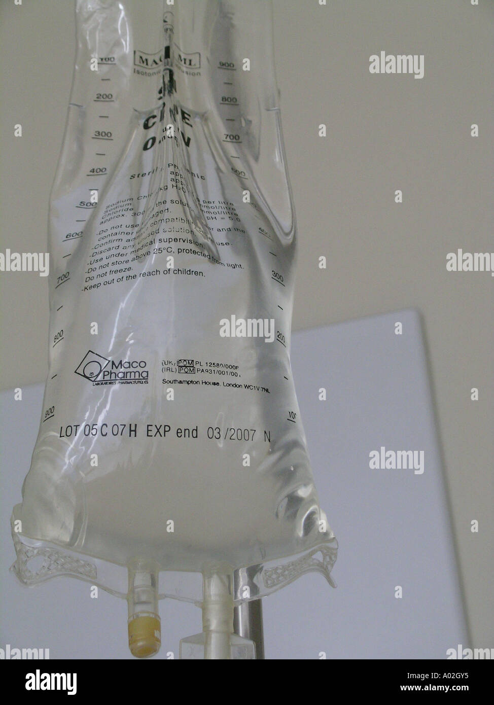 bag of saline solution in a drip Stock Photo - Alamy