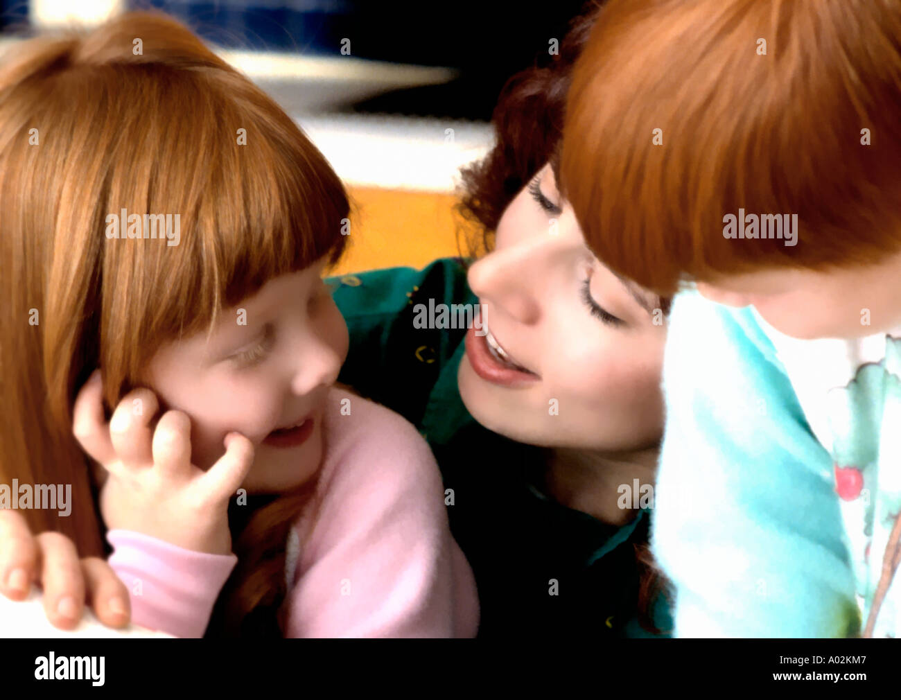 Caucasian mother two children Stock Photo