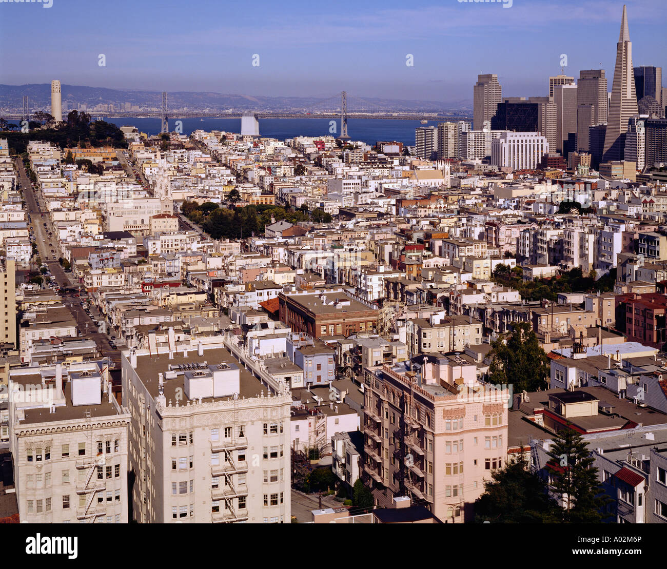 San Francisco skyline looking East from Market street Stock Photo