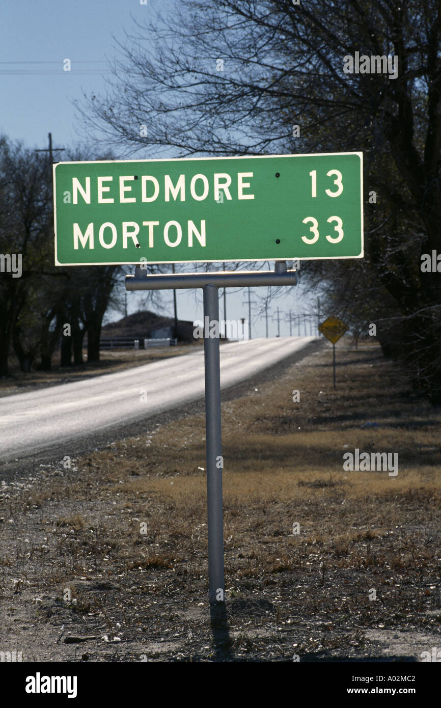 Needmore Texas Highway Road Sign Stock Photo Alamy