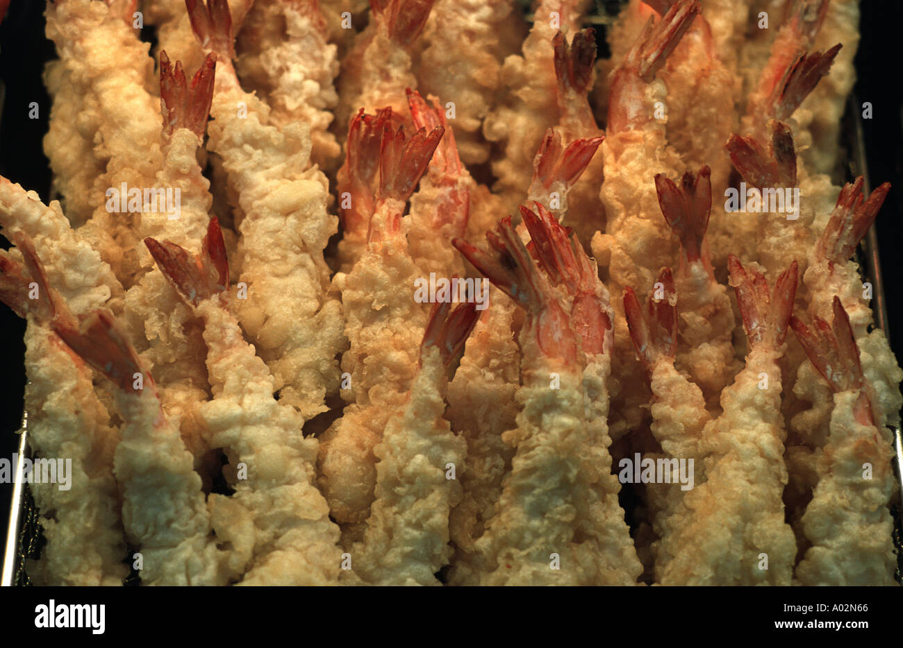 Prawn tempura Freshly fried Japanese food market Japan Tempura was