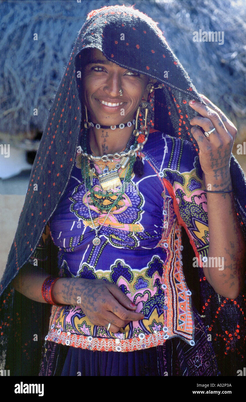 Rabari Girl wearing traditional cloth, Kachchh region of Gujarat, India Stock Photo