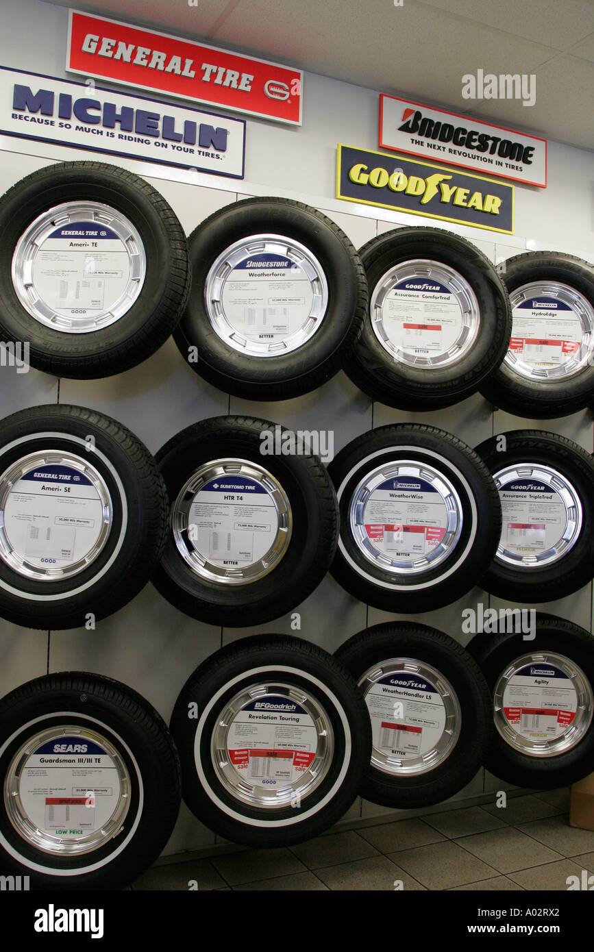 Miami C Gables Florida Sears Tires Display Brands Michelin Goodyear Bridgestone