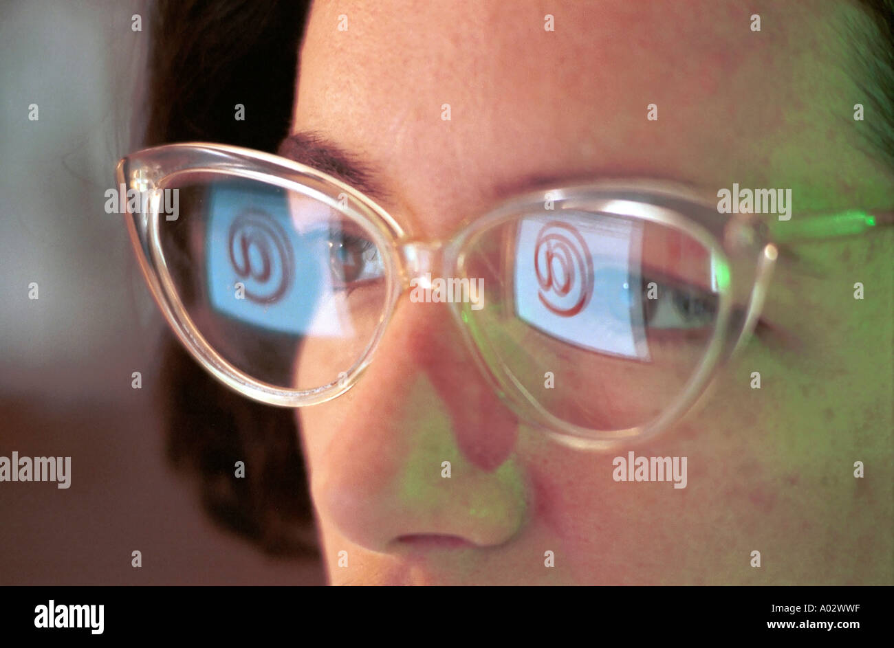 Computer reflecting in glasses hi-res stock photography and images - Alamy