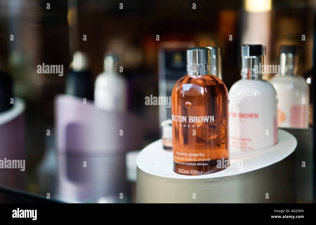 Close up of Molton Brown store window near Fenchurch Street London