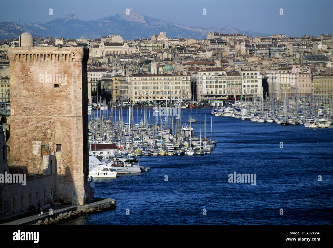 Entrance to the Old Port of Marseille, France. Stock Photo
