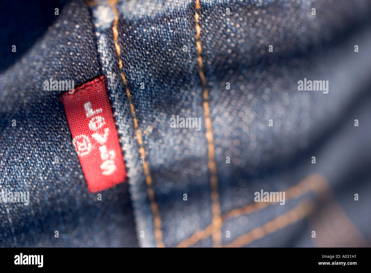 mens denim levi blue jeans 501 501 s with label Stock Photo