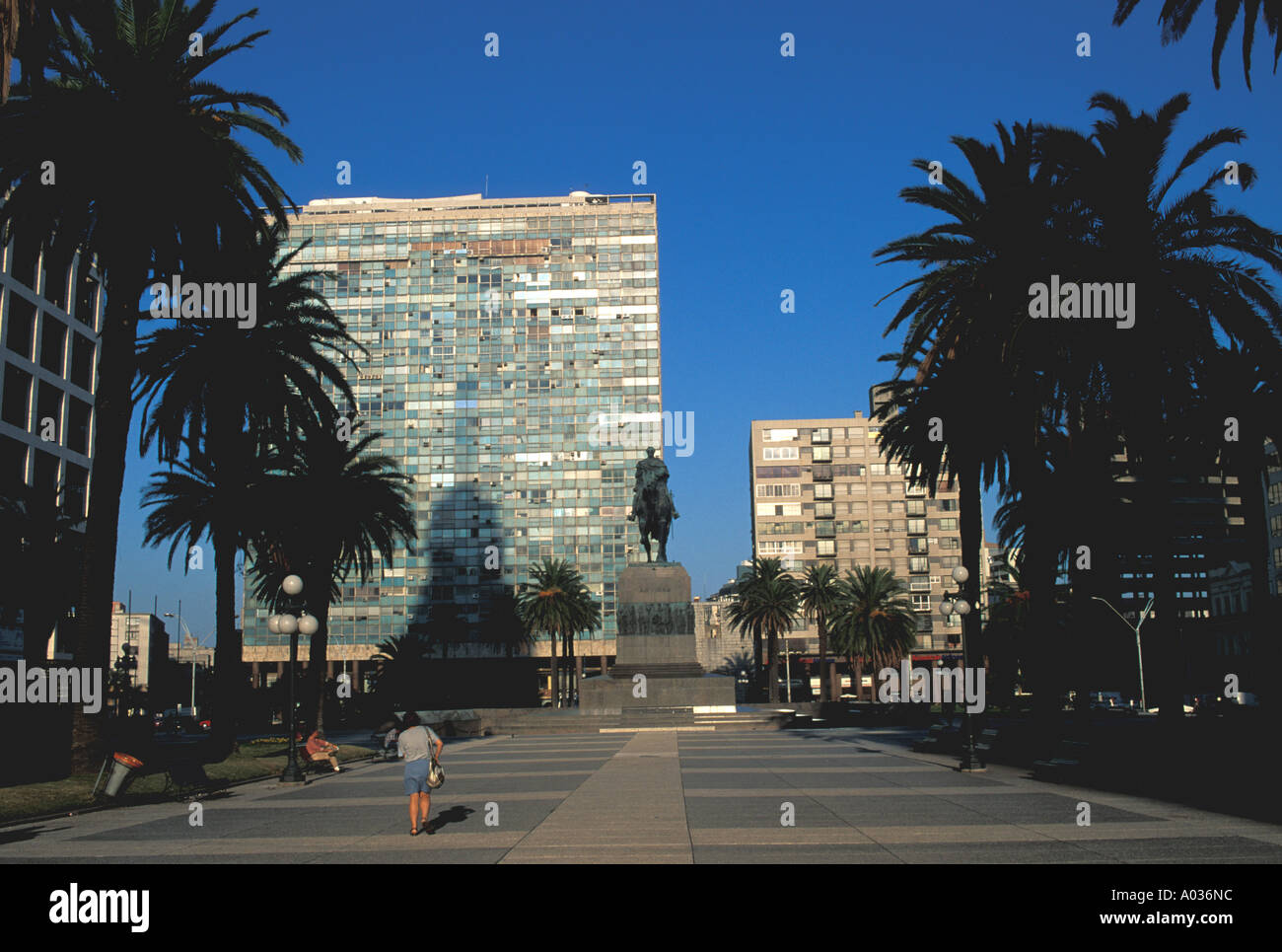 Uruguay montevideo independence plaza main avenue square artigas statue Stock Photo