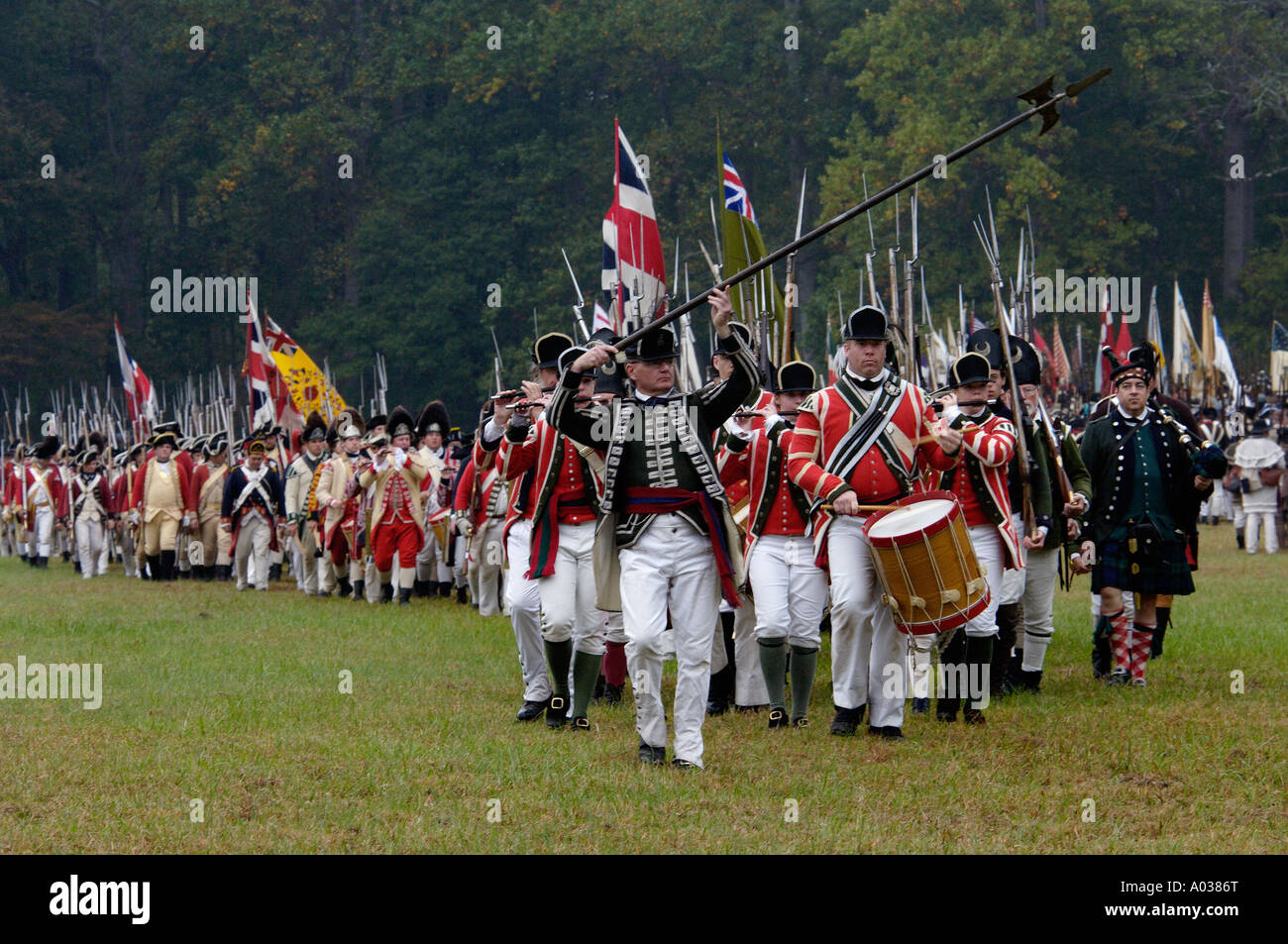 British army takes the field in a reenactment of the surrender at Yorktown Virginia 1781. Digital photograph Stock Photo