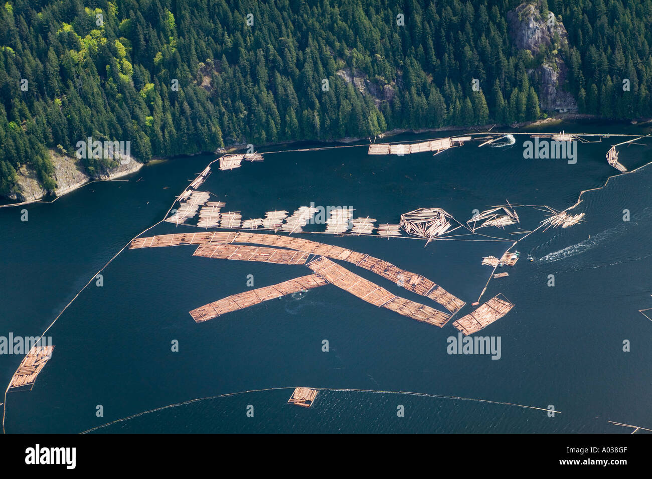 Log booms Gambier Island British Columbia Canada Stock Photo Alamy