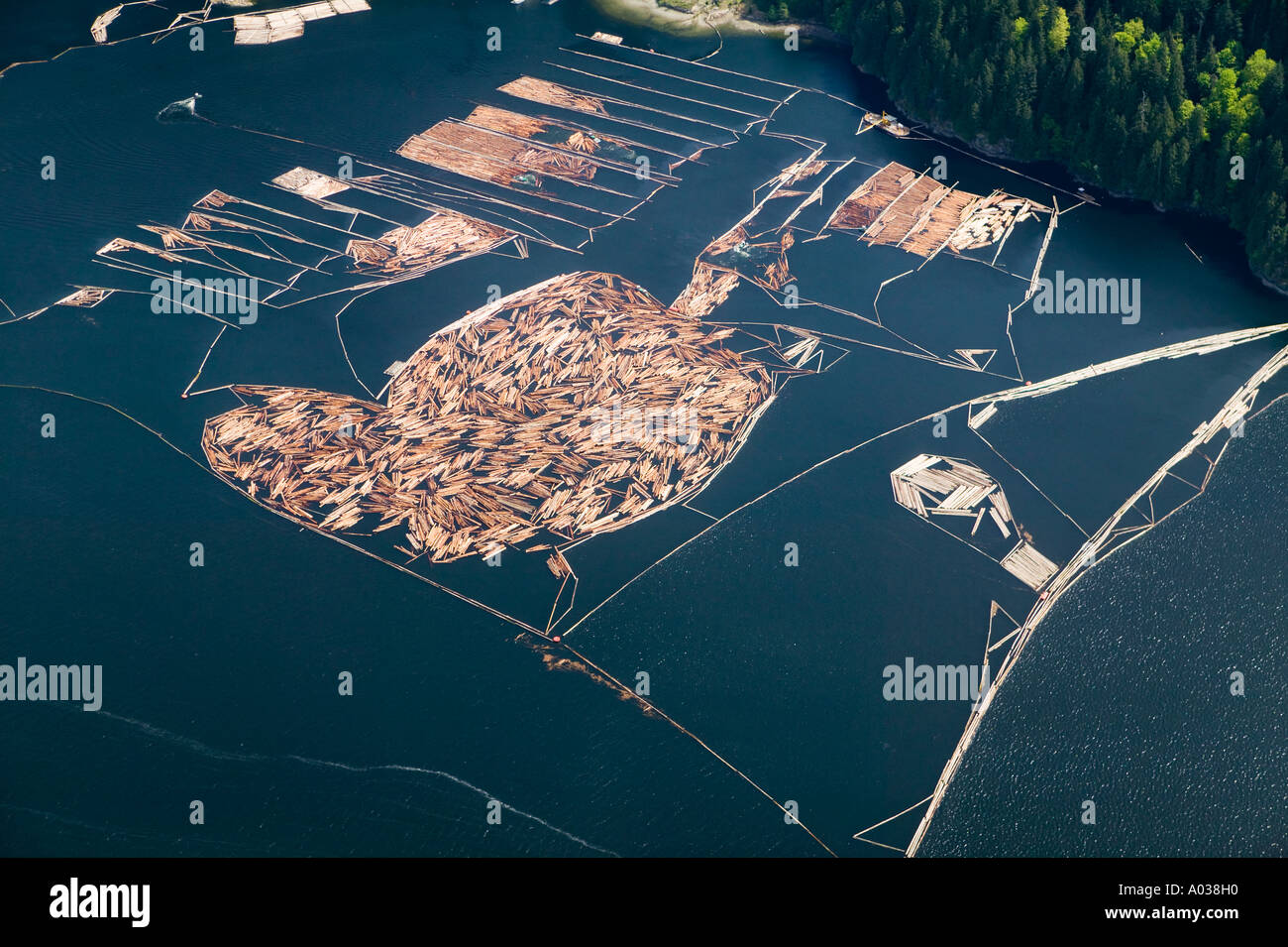 Log booms Gambier Island British Columbia Canada Stock Photo Alamy