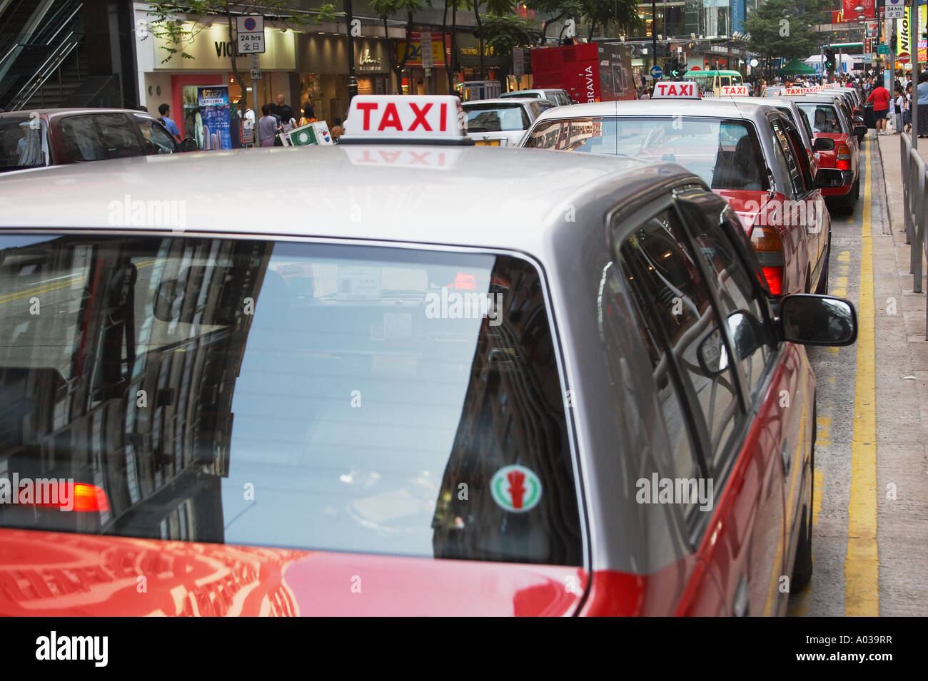 Queue Of Taxis , Hong Kong Stock Photo