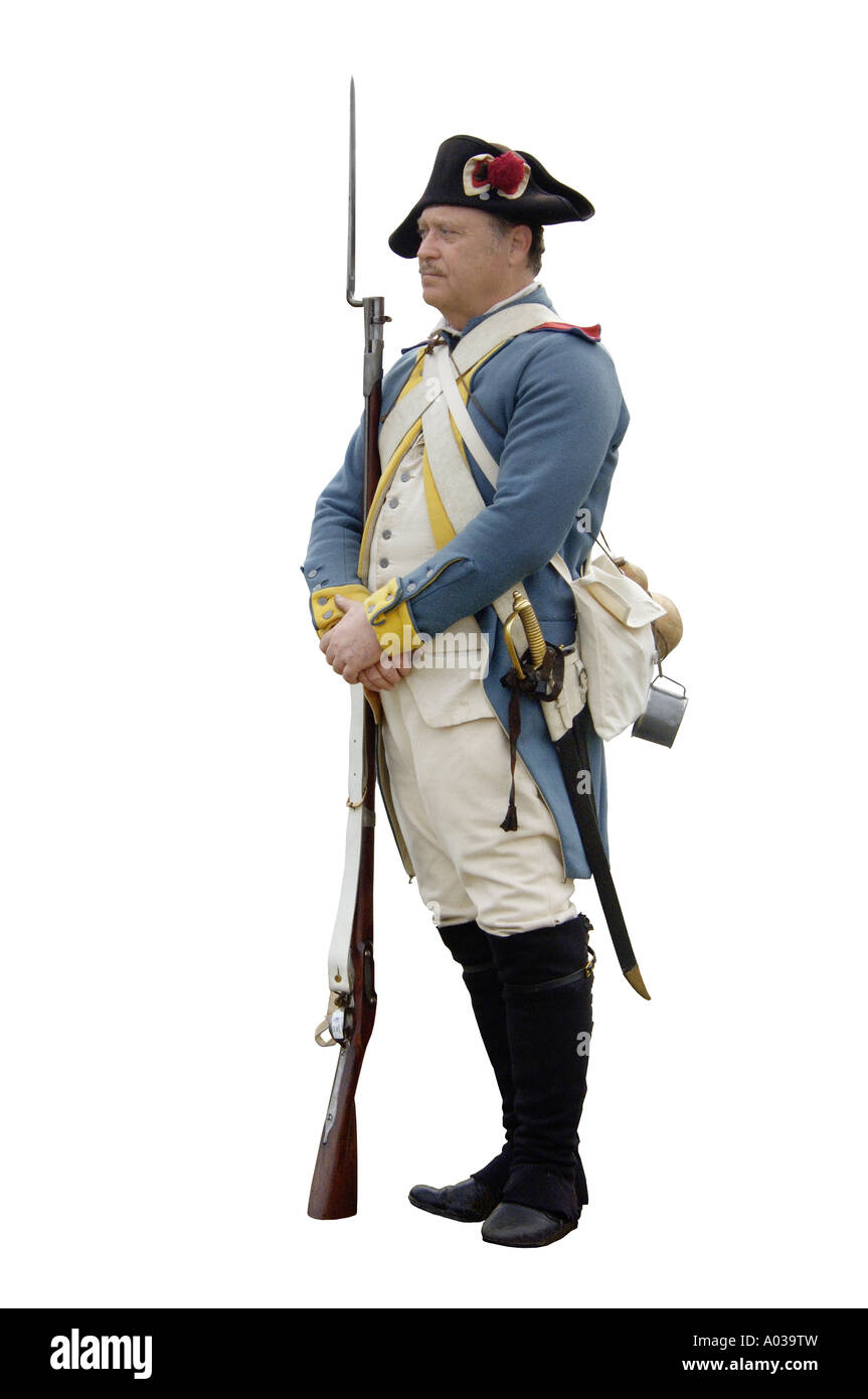 French soldier at a reenactment on the Yorktown battlefield Virginia. Digital photograph Stock Photo