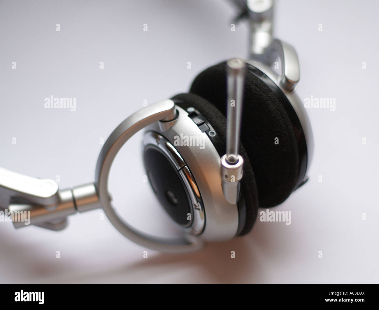 Bluetooth headphones with clear glass tube mic and power switch Stock Photo Alamy