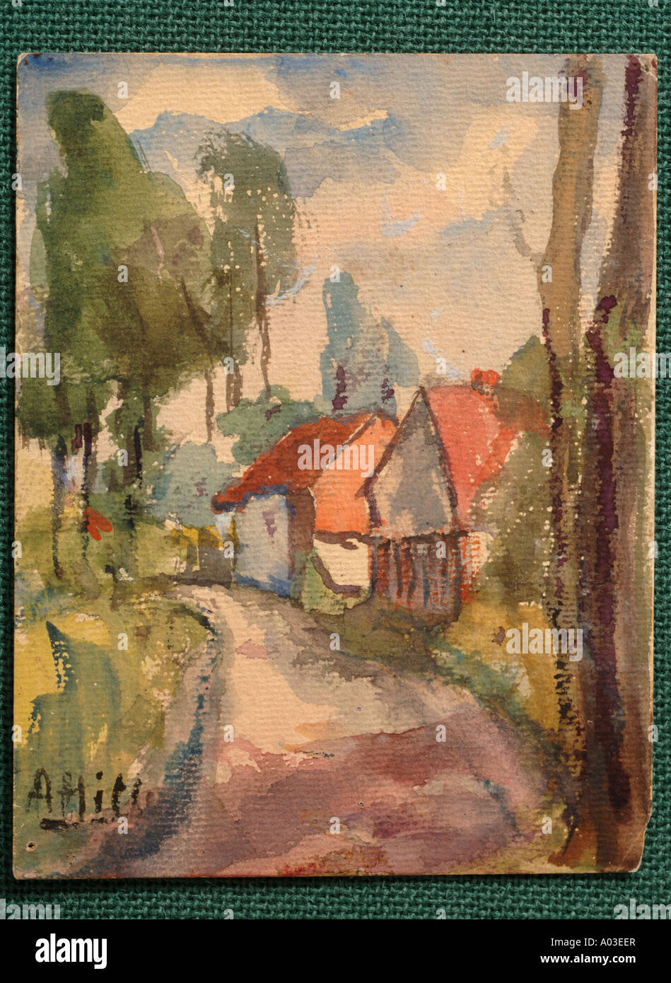 THE PATH FROM BEAUDIGNIES TO GHISSIGNIES PART OF A COLLECTION OF OIL PAINTINGS 1914 1918 PURPORTED TO BE BY ADOLF HITLER Stock Photo