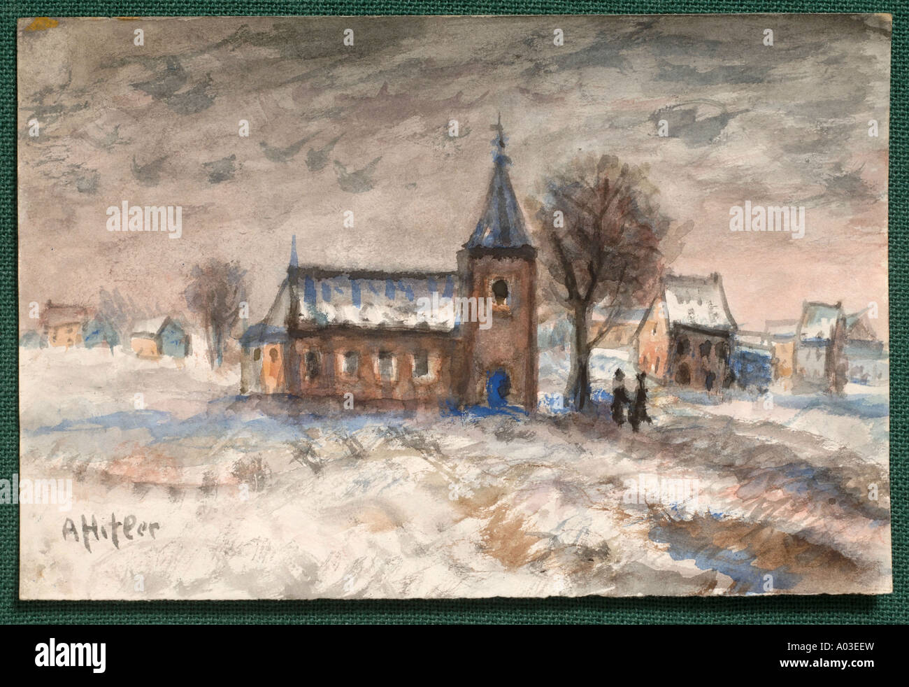 THE CHURCH AT LE FAVRIL PART OF A COLLECTION OF OIL PAINTINGS 1914 1918 PURPORTED TO BE BY ADOLF HITLER Stock Photo