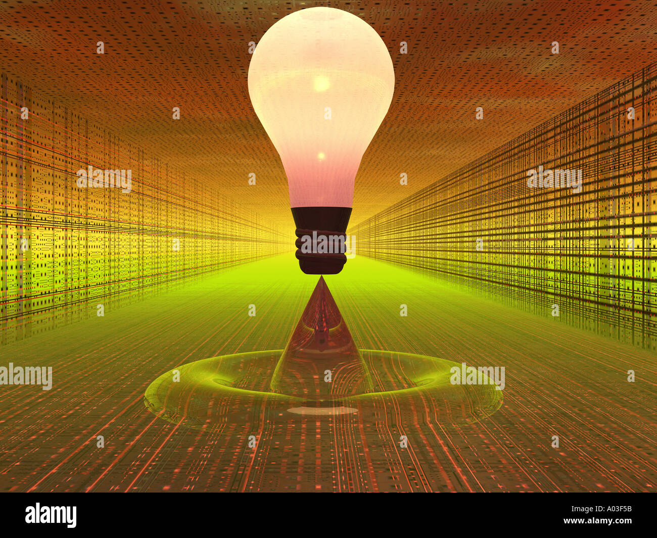 light bulb in futuristic hi tech scene Stock Photo