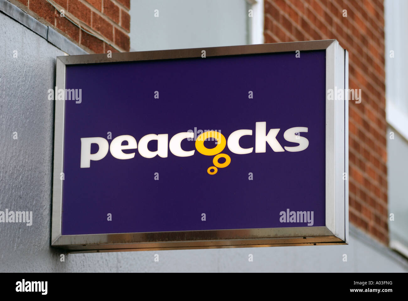 Peacocks clothes store sign, UK Stock Photo