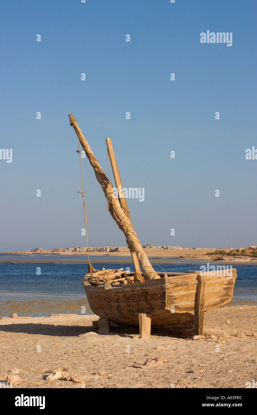 Old Wooden Fishing Boat on Beach El Quesir Red Sea Egypt Stock Photo ...