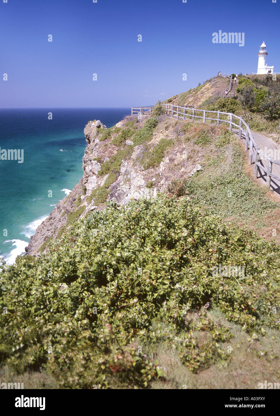 the lighthouse and cliffs at byron bay australia the most easterly point of the mainland Stock